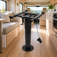 Awnlux WGB67001 Pied de table coulissant à quatre voies en aluminium pour camping-car, réglable par vérin à gaz/pneumatique, base en acier pour caravane et bateau