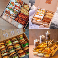 Boîtes personnalisées jetables en papier pour shawarma, frites, charcuterie, petit-déjeuner, plateaux de dégustation et repas à emporter