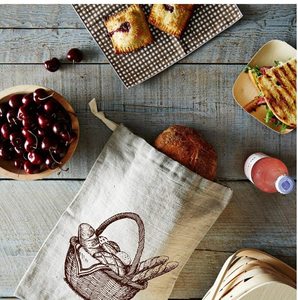 Drawstring Closure Bread Packing <b>Basket</b> <b>Storage</b> Reusable Linen Bread Bags for Homemade Bread - Product Image 3