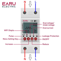 Compteur d'énergie intelligent 220V avec protection contre les fuites à la terre, relais de protection contre les surtensions et les sous-tensions, disjoncteur EAMPD-63