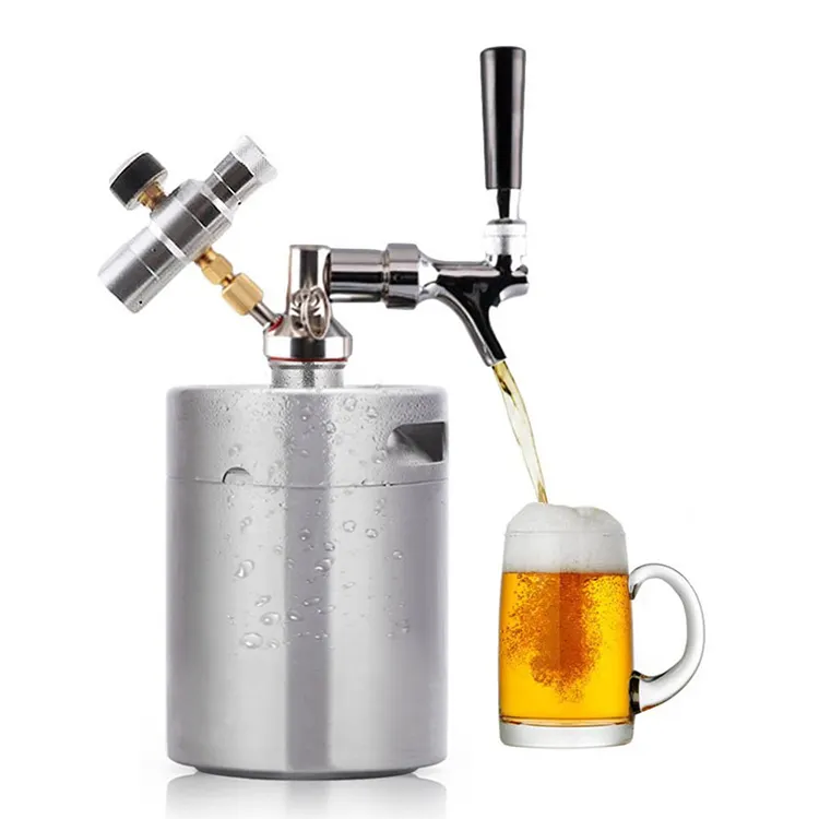 Stainless Steel 5L Mini Beer Keg Beer Growler Recyclable Kegerator Beer Keg With Pressurized CO2 Tap System