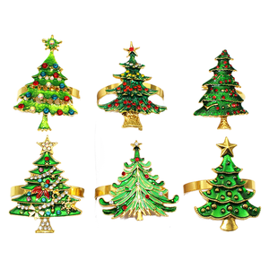 Ychon Factory Wholesale Happy New Year Metal Modern Multi Christmas Tree Napkin Ring Christmas Eve Gift Crafts Party Supplies - Product Image 1