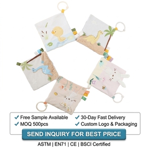 <span class=keywords><strong>Livre</strong></span> en tissu froissé pour bébé avec anneau de dentition et étiquettes sensorielles, en peluche douce, motifs <span class=keywords><strong>animaux</strong></span> (canard, dinosaure, lapin), lavable - Product Image 4