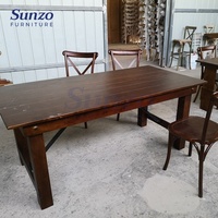 Table à manger en bois de pin antique de style ferme, pliable, pour usage commercial dans les hôtels, les mariages et les salons