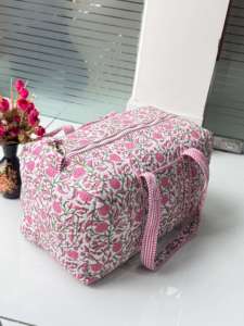 Indian Cotton Duffle <b>Bag</b> Women Quilted Floral Bohemian Block Print Perfect Summer Winter <b>Beach</b> Travel Handmade Vintage <b>Bag</b> - Product Image 4