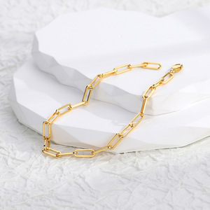 Pulsera de Cadena con Diseño de Clip Geométrico Chapada en Oro de 18K, Unisex, Hecha de Latón, Joyería Moderna y Elegante para Aniversario - Product Image 3