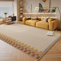 Tapis moderne à rayures bleues, en polyester doux, antidérapant et résistant aux taches, pour salon, chambre, canapé, table basse, décoration