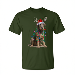 T-shirt Irish Wolfhound avec lumières de Noël, chapeau du Père Noël et rennes - Product Image 2