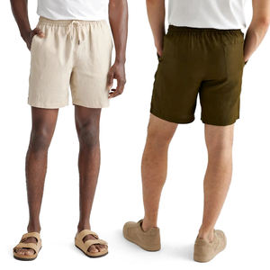 Gingtto <span class=keywords><strong>Beige</strong></span> tessuto elastico in vita con Logo personalizzato <span class=keywords><strong>pantaloncini</strong></span> estivi da <span class=keywords><strong>uomo</strong></span> - Product Image 1