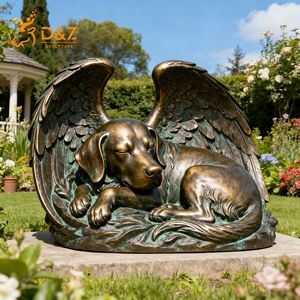 Groupe d'art D&Z Statues en bronze créatives Statues d'animaux de dessin animé <span class=keywords><strong>pour</strong></span> la décoration de jardin Statues de chien ange <span class=keywords><strong>pour</strong></span> les pierres tombales commémoratives - Product Image 2