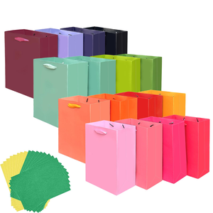 Luxury Brand Custom logo Gift Paper Bag for <b>Clothes</b> Multicolor Matte Garment Clothing Boutique Packaging Bags with Ribbon Handle - Product Image 1