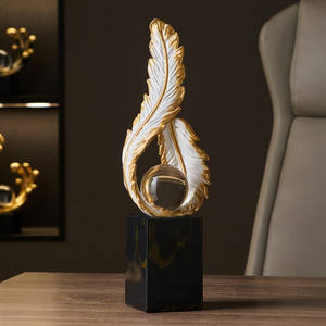 Ornamentos de Penas Banhados a Ouro, Luxo Leve de Alta Qualidade para Sala de Estar, Entrada, Escritório, Armário de Vinhos, Decoração de Ano Novo, Presente de Inauguração - Product Image 2