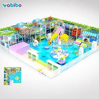 Equipo de Juego Infantil Comercial con Temática Oceánica, Toboganes de Madera para Niños, Área de Juegos Interior de Plástico