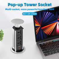 Tour de prises électrique rétractable OEM AI 20W avec port Type C pour îlots de cuisine et tables de conférence