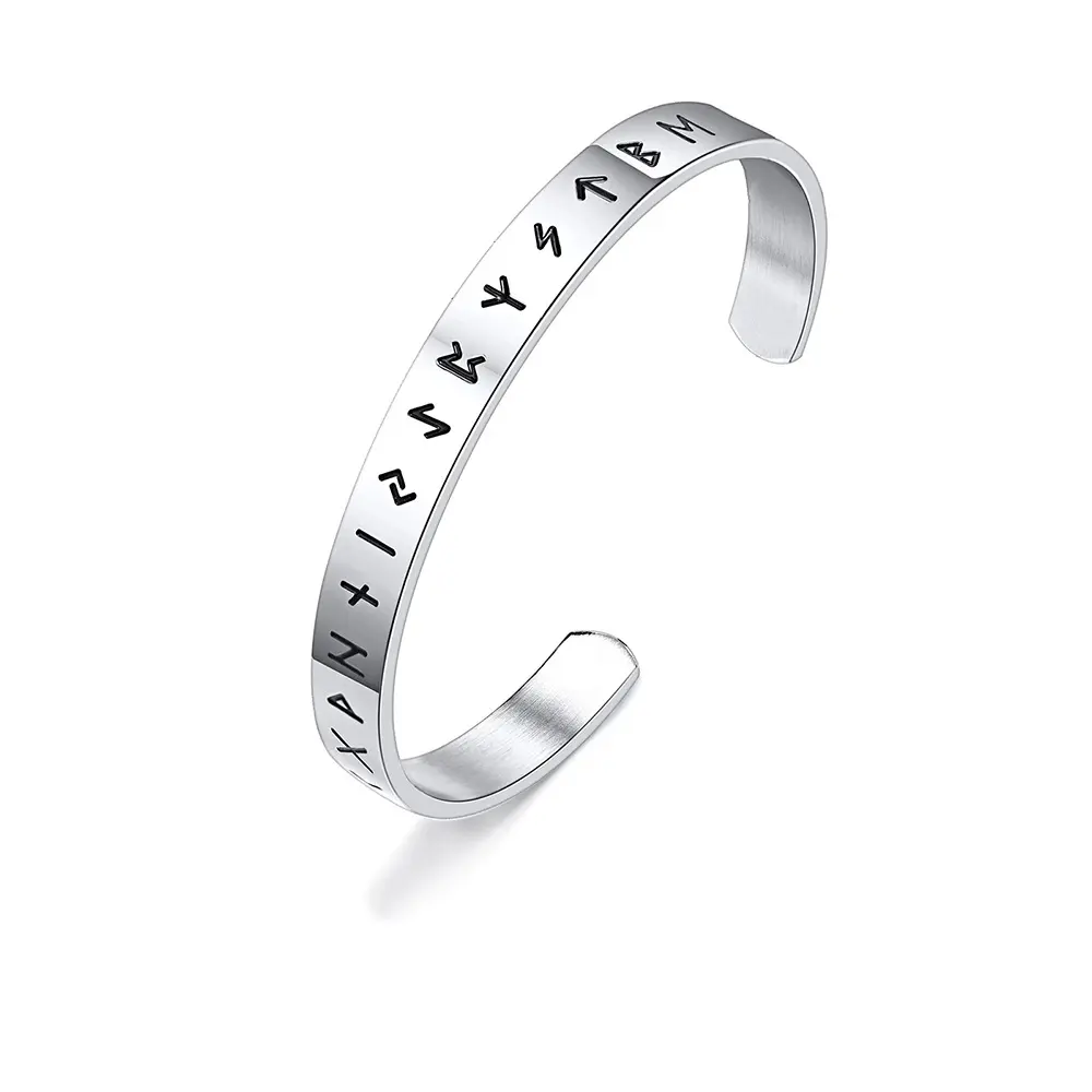 Jóias por atacado transfronteiriço Hot Venda Cultura Nórdica Viking Rune Men's Titanium Steel Bracelet