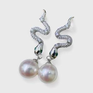 DIY 22439 Boucles d'oreilles en argent avec perles rondes de 9 à 13 mm, accessoires de mode en perles S925, plateau vide pour boucles d'oreilles inclus - Product Image 1