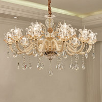 Candelabros de lujo europeos Villa decorativa luces colgantes con velas flor taza Francia lámpara de techo para sala de estar comedor