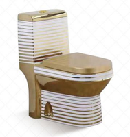 WC monobloc de luxe en céramique moderne à fixation au sol, design ligne dorée, pour salle de bain, vente en gros, articles sanitaires
