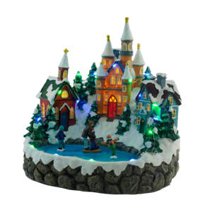 Personnalisé Illuminé <span class=keywords><strong>noel</strong></span> haute qualité LED allumé Noël village avec enfants et Père Noël figure - Product Image 5