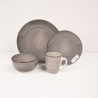 Vaisselle gris clair service de table peint à la main de luxe bols assiettes service de vaisselle en grès céramique vente en gros