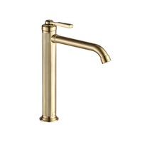 Robinet de lavabo haut de gamme moderne en laiton brossé doré, mitigeur de salle de bain à poignée unique, montage mural, fabrication OEM