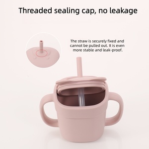 Copo de Alimentação de Silicone para Bebês com Canudo, Design de Urso de Desenho Animado, Grau Alimentício, Atacado Personalizado, OEM - Product Image 4