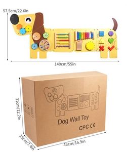 Panel de Actividades Sensoriales para Pared de Sala de Juegos, con Diseño de Hipopótamo, Búho y Cachorro, Juego Montessori - Product Image 6