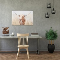 Affiche En Gros Encadrée Toile Art Highland Vache Peinture À L'huile Abstraite À La Main Mur Art Photo Animaux Décorations