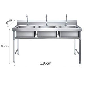 อ่างล้างจานสแตนเลส 304 สำหรับใช้งานเชิงพาณิชย์ แบบเดี่ยว แบบคู่ แบบสามหลุม อ่างล้างจานสำหรับโรงเรียน ครัว โรงอาหาร ล้างจาน ฆ่าเชื้อโรค ใช้ในครัวเรือน - Product Image 2