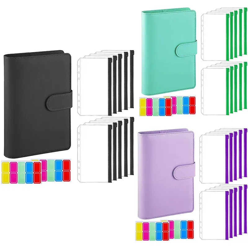 A6 Pu Lederen Bindmiddel Cover Bindmiddel Zakken Cash Envelop Portemonnee Planner Notebooks