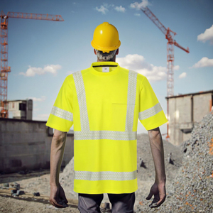 Gilet de sécurité réfléchissant à LED de classe 2 ANSI personnalisé en maille respirante en polyester 140 g/m² à manches courtes <span class=keywords><strong>pour</strong></span> les travaux de construction - Product Image 2