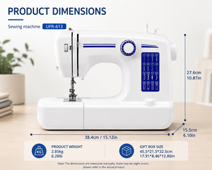 UFR-613 Macchina da Cucire Domestica Multifunzione Economica, Punto Annodato, Materiale in Ferro, 16 Punti, Cucitura Asola per Utenti Domestici - Product Image 2