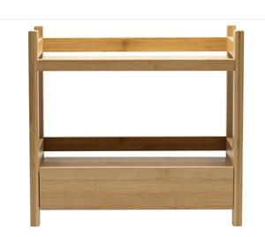 <span class=keywords><strong>2</strong></span> Tier Bambus Arbeits platte Regal mit versteckten Schublade Bambus Schreibtisch Make-up Organizer für Badezimmer und Schlafzimmer Holz Display Stand Regal - Product Image 5