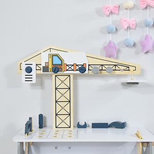 <b>Kids</b> Wooden Tool <b>Workbench</b> with Crane Toy, Montessori Construction Play Table for Toddlers, Educational Pretend Play Set - Product Image 6