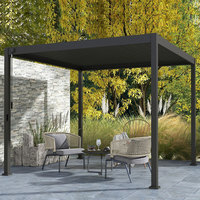 Pergola bioclimatique motorisée à toit rétractable en aluminium pour jardin extérieur, avec éclairage LED et couverture télescopique automatisée pour balcon