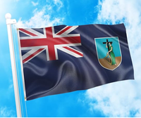 Bandera de Montserrat de 3x5 pies, poliéster de lujo resistente y duradero, para interior/exterior con rayas cosidas y ojales de latón