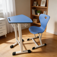 Ensemble chaise et bureau d'étudiant moderne de haute qualité, durable, avec cadre thermolaqué, réglable en hauteur, en métal et plastique, mobilier scolaire