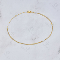 Gemnel alta calidad 18K chapado en oro plata esterlina verano dos cadenas tobillera brillante