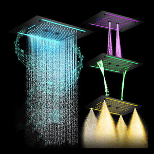 600x800mm Square LED Showerhead 64 <strong>Colours</strong> Thermostatic Rainfall Waterfall Top Spray Ceiling Mounted Bathroom Faucet Accessory - Product Image 3