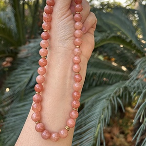 สร้อยคอประดับลูกปัดหลากสีสันสไตล์ซัมเมอร์ ทำด้วยมือจากลูกปัดอาเกต พร้อมตัวคั่นชุบทอง 18k เครื่องประดับทำมือสุดน่ารักสำหรับเธอ - Product Image 1