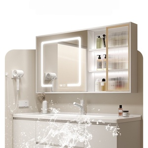 Modern Wall Mounted Bathroom <b>Vanity</b> With <b>Led</b> Mirror Ceramic BasinMinimalist Design Painted MDF Cabine - Product Image 2