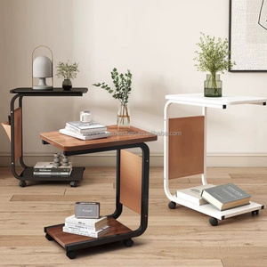 Mesa de café multifuncional minimalista moderna, Armário lateral móvel do sofá, Mesa lateral móvel do sofá de camada dupla - Product Image 1