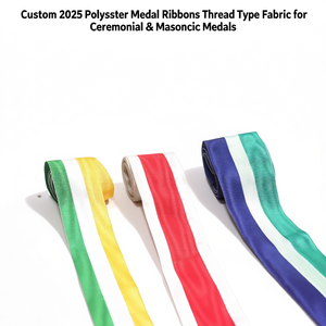 Custom 2025 Polyester Medal <b>Ribbons</b> Thread Type Fabric for Ceremonial & Masonic Medals - Product Image 1