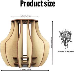 Nouveau design – Vase de présentation en bois à construire soi-même, puzzle 3D en forme de fleur pour adultes - Product Image 2