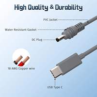 Câble d'alimentation USB-C DC à charge rapide 100W PD 5A le plus vendu pour Starlink Mini, conducteur en cuivre pur, connecteurs nickelés, PVC
