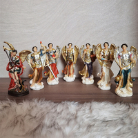 Figurine de collection religieuse personnalisée décoration de bureau d'église de maison catholique ensemble de statue de sept archanges en polyrésine faite à la main