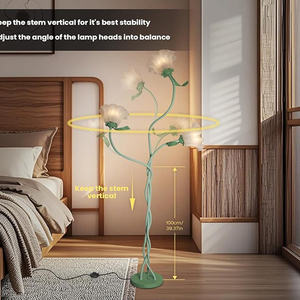 Lámpara de Pie LED de Estilo Rústico Americano, Plegable, con Luz de Tres Colores, Color Crema, para Sala de Estar/Sofá/Dormitorio/Jardín - Product Image 2