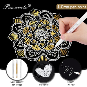 Lot <span class=keywords><strong>de</strong></span> 12 stylos métalliques argent or stylo à encre dorée 1mm stylos gel blancs à pointe fine pour artistes dessin croquis carte d'illustration - Product Image 5