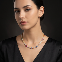 Collier de luxe en zirconium motif fleur arc-en-ciel pour femme, plaqué or 18 carats, accessoires haut de gamme style palais