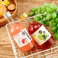 Bouteille de vin ronde en verre poli transparent Sishang de 500 ml avec étiquettes et couvercles anti-fuite pour vin de prune maison